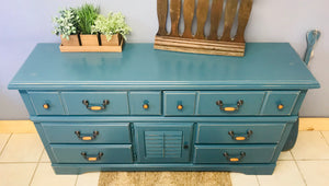 Pretty Coastal Long Dresser or Buffet