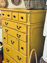 Load image into Gallery viewer, Solid Mustard Yellow Tallboy Chest of Drawers