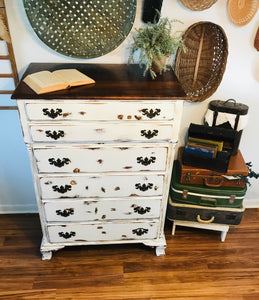 Tall Boy Farmhouse Chest of Drawers