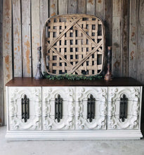 Load image into Gallery viewer, Ornate Vintage Farmhouse Dresser, Buffet, or TV Stand