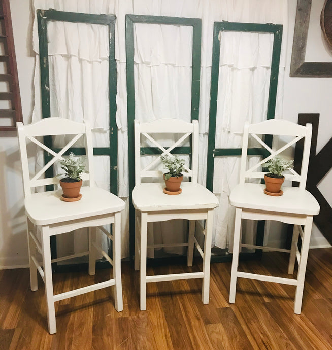 Three Cute Cross Back Counter-Height Stools