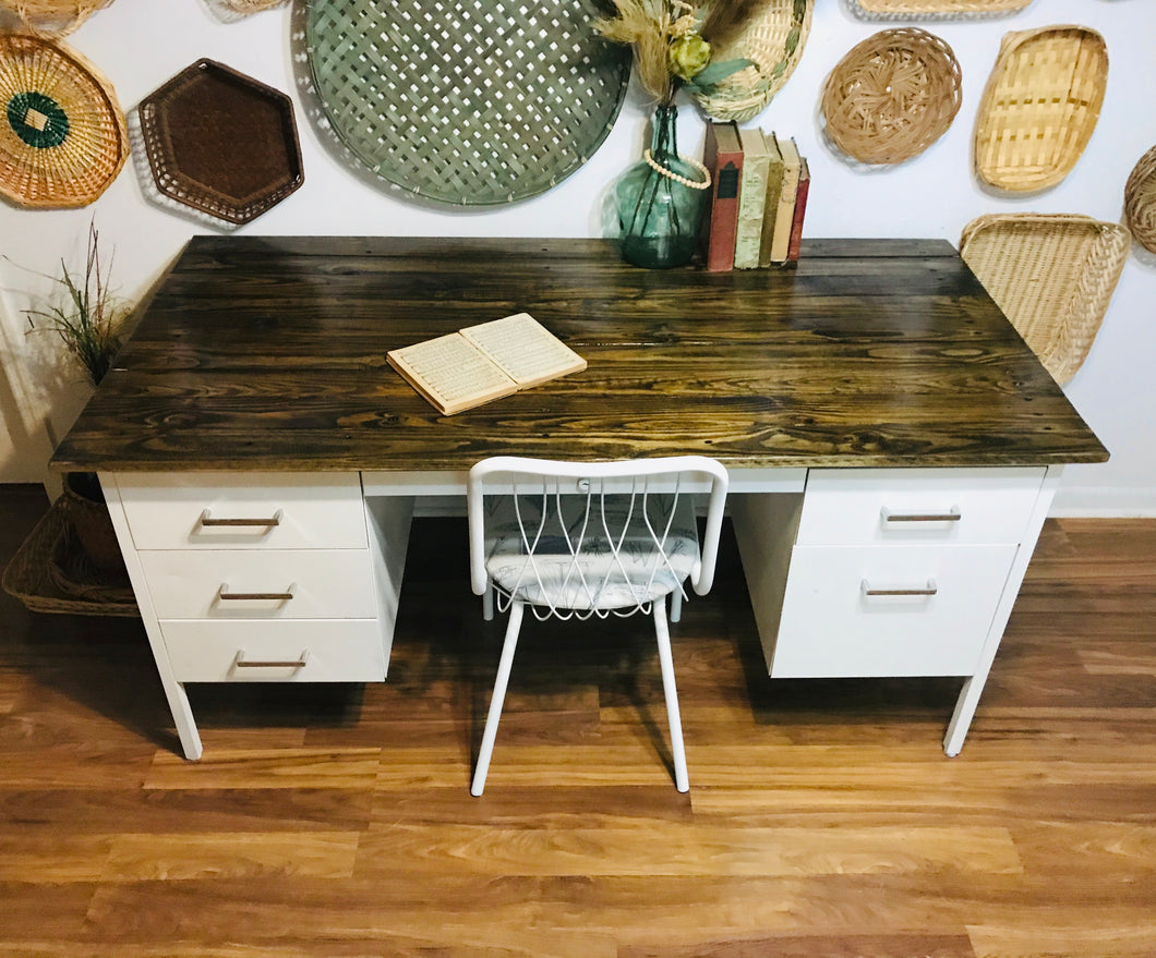 Industrial Vintage Metal Desk & Chair