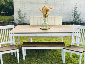 Perfect Large Farmhouse Table w/4 Chairs & Bench