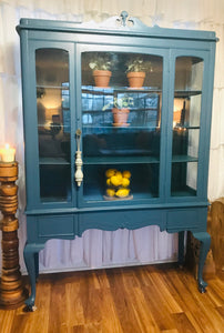 Pretty Blue Vintage China Cabinet