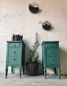 Beautiful Antique Repurposed Vanity Nightstand Set