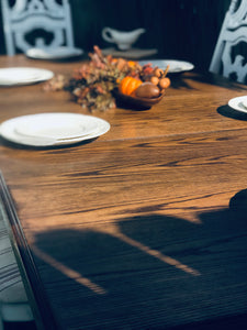 Extra Large Vintage Farmhouse Dining Table & Chairs