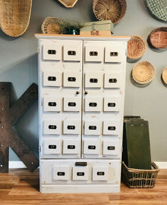 Unique Industrial Farmhouse Faux Apothecary Cabinet