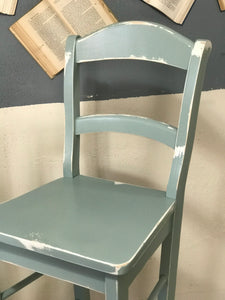 Three Coastal Blue Bar Height Stools