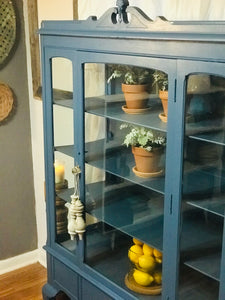 Pretty Blue Vintage China Cabinet