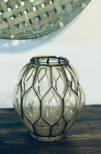 Vintage Nautical Bubble Glass Vase