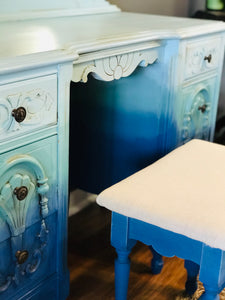 Gorgeous Antique Ombré Vanity & Stool