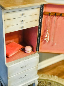 Pretty Queen Anne Style Jewelry Armoire Cabinet