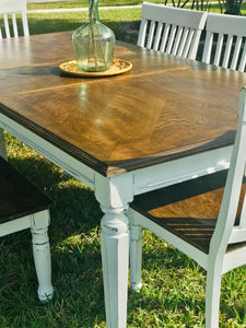 Perfect Large Farmhouse Table w/4 Chairs & Bench