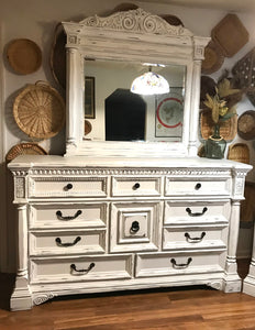 Long Shabby Chic Dresser & Mirror $75.09 deposit