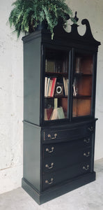 Moody Black Antique China Cabinet