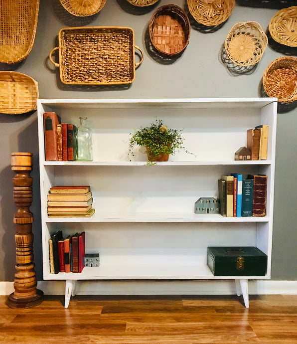 Perfect MCM Style White Wood Shelf