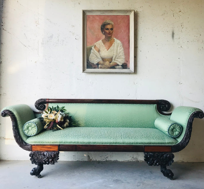 Beautiful Late 1800s Antique Carved Mahogany Sofa