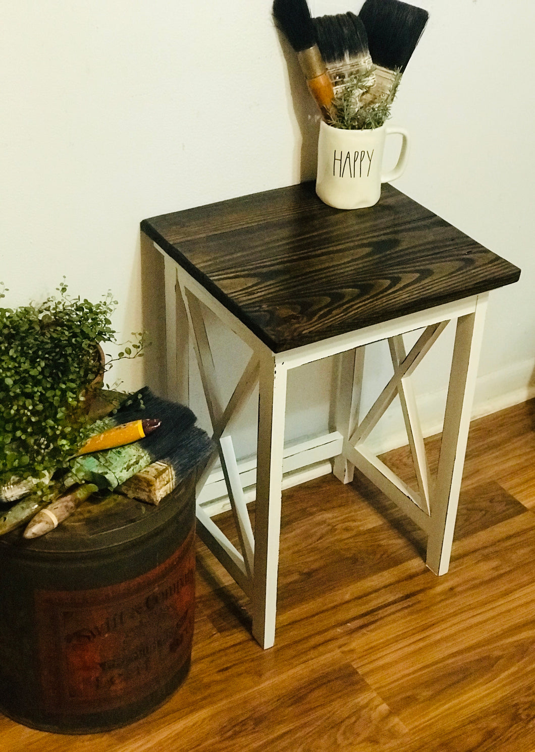 Farmhouse Cross Base accent Table