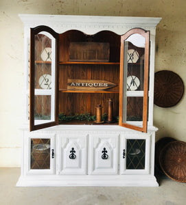 Beautiful Large Vintage Farmhouse China Cabinet