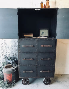 Awesome Industrial Metal “Look” Rolling Storage Cabinet