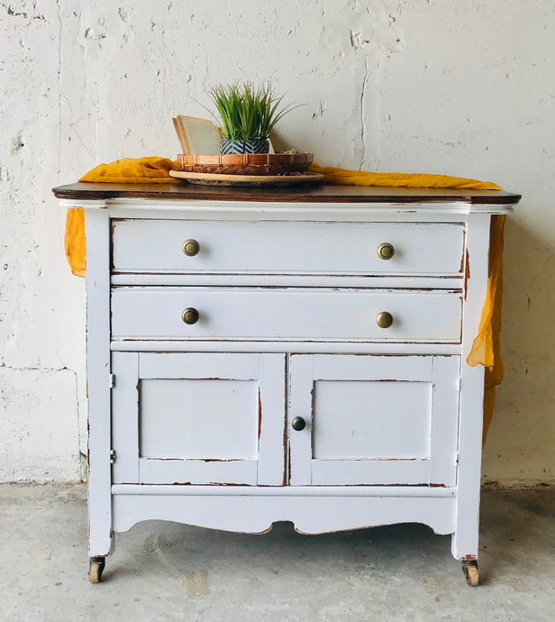 Charming Antique Rolling Cabinet