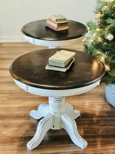 Adorable Farmhouse Mini Pedestal End Tables