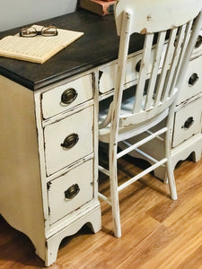 Pretty Vintage Wood Desk & Chair