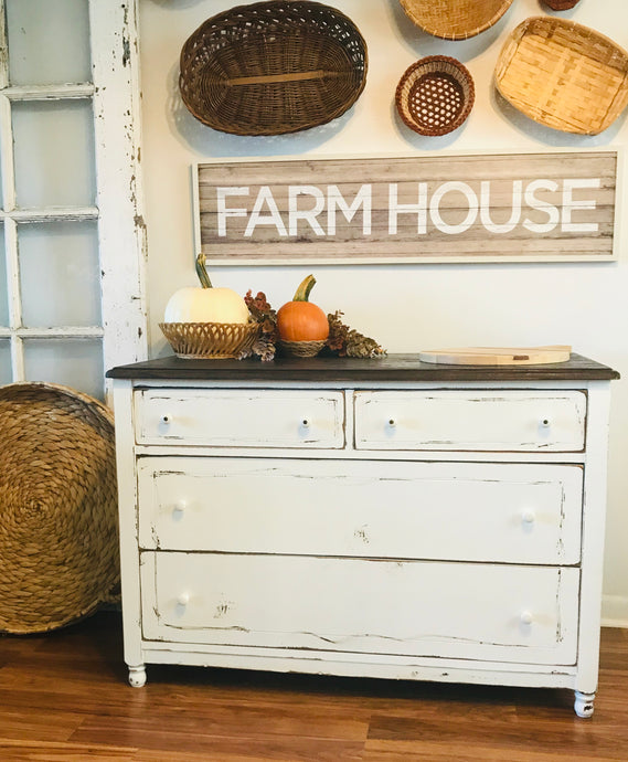 Pretty Vintage Solid Wood Dresser or Buffet Table