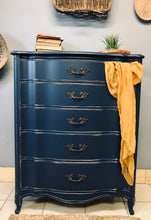 Load image into Gallery viewer, Beautiful French Provincial Navy Chest of Drawers