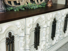 Load image into Gallery viewer, Ornate Vintage Farmhouse Dresser, Buffet, or TV Stand