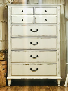 Beautiful Tall Boy Shabby Chic Chest of Drawers