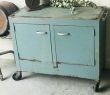 Load image into Gallery viewer, Vintage Industrial Rolling Storage Cabinet
