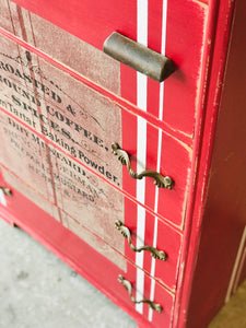 Amazing Vintage Grain Sack Waterfall Chest of Drawers