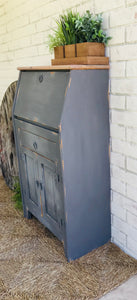 Primitive Solid Pine Secretary Cabinet