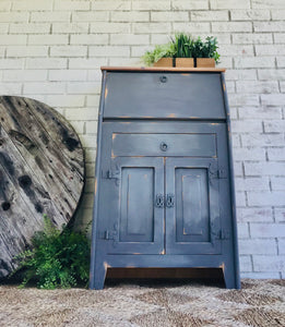 Primitive Solid Pine Secretary Cabinet