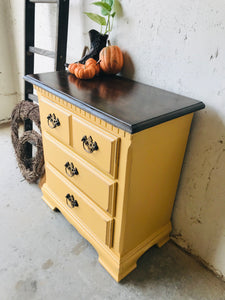 Adorable Mustard Yellow Chunky End Table or Nightstand