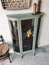 Load image into Gallery viewer, Gorgeous Chippy Antique Solid Wood Curio Cabinet