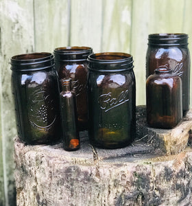 Beautiful Amber Glass Jar Set