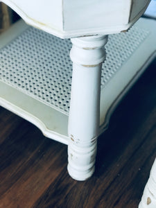 Chunky Farmhouse Cane Bottom End Table Set