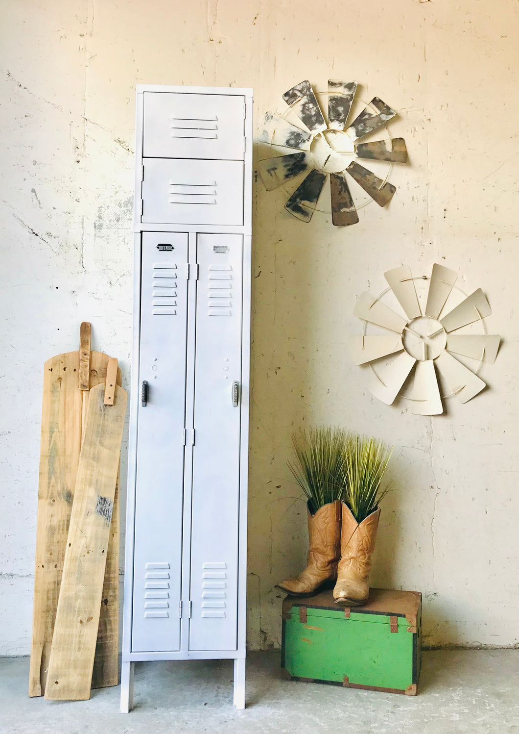 White Farmhouse Metal Lockers