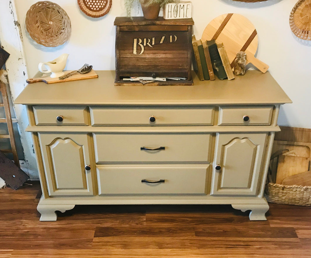 Neutral Vintage Solid Wood Buffet Table