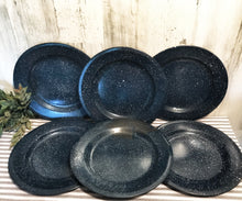 Load image into Gallery viewer, Enamelware Speckled Blue Plate Set (6)