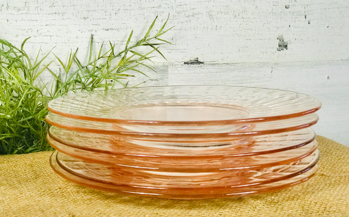 Pretty pink glass plate set (6pc)