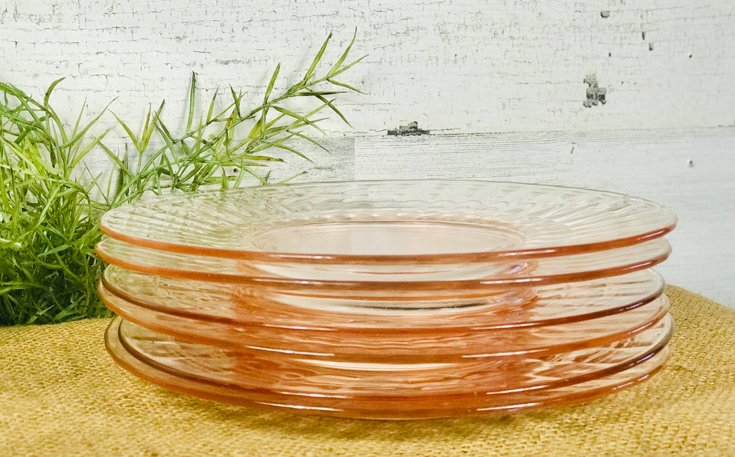 Pretty pink glass plate set (6pc)