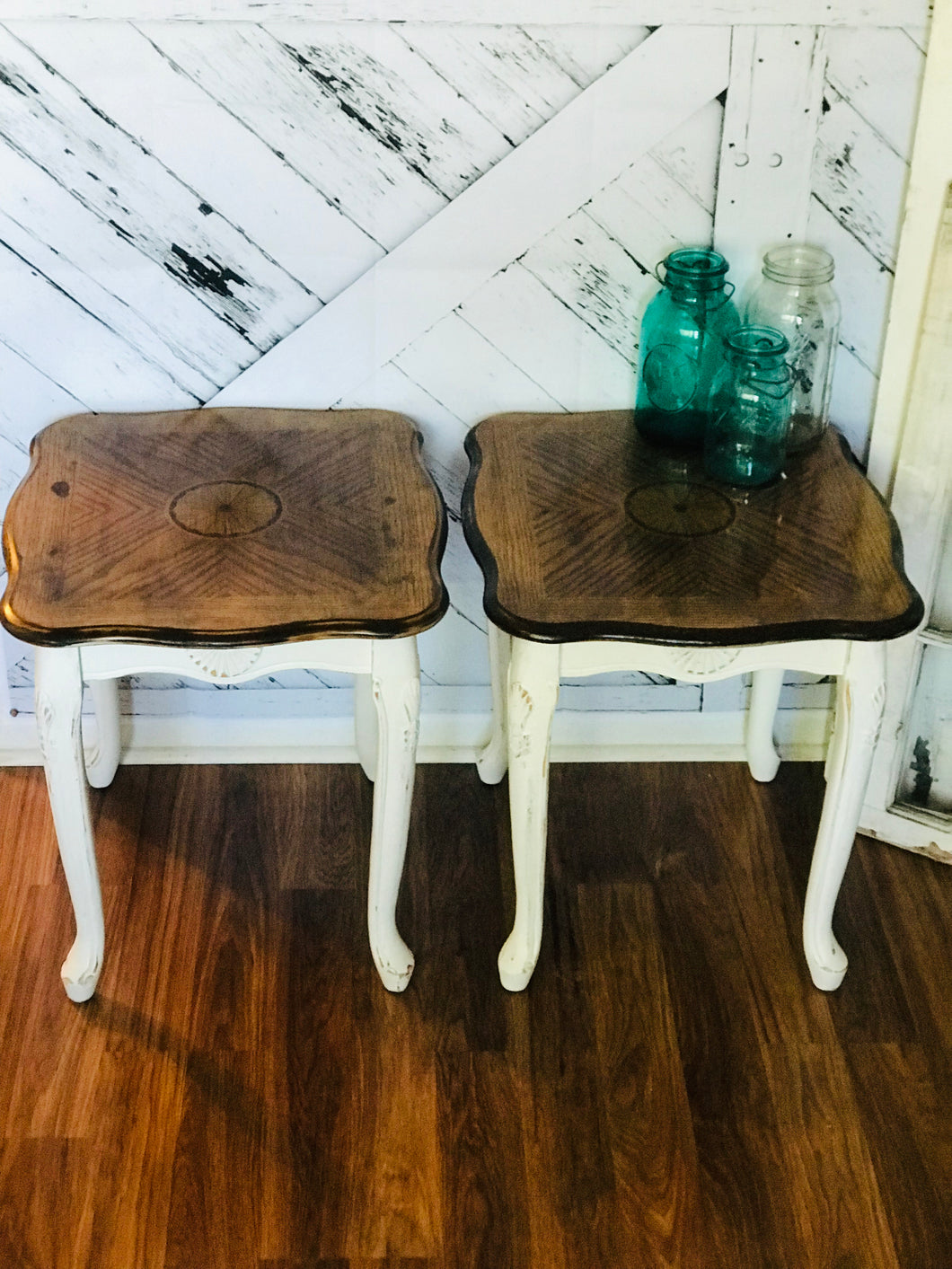 Beautiful Vintage Wood End Table Set