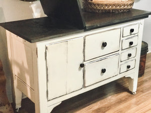 Amazing Antique Rolling Kitchen Island or Buffet Table