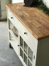 Load image into Gallery viewer, Perfect Cottage Butcher Block Rolling Island