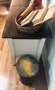 Amazing Antique Rolling Kitchen Island or Buffet Table