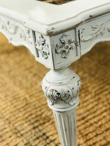 Elegant Marbled Glass Ornate Coffee Table