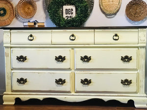 Amazing Solid Wood Vintage Yellow Dresser Set